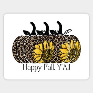 Leopard Print Happy Fall, Ya'll Sunflower Pumpkins Magnet